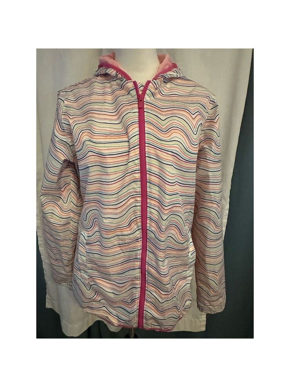 Lands' End Kids Hooded Jacket XL Multicolor Wave Mid-Length Casual